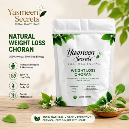 Yasmeen's Secrets Natural Weight Loss Choran packaging with herbal ingredients